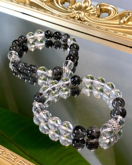 设计款 · 白水晶+黑发晶 Clear Quartz & Black Rutilated Quartz