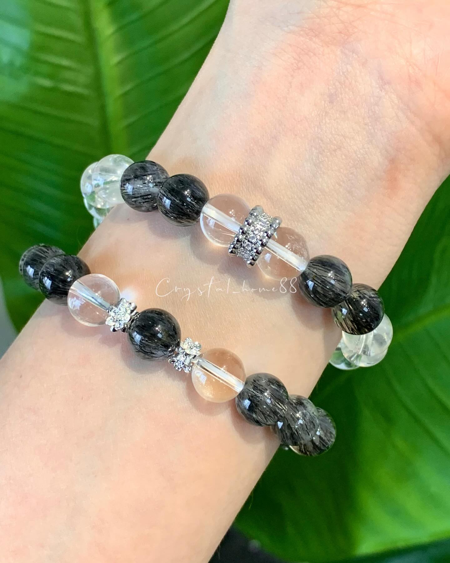 设计款 · 白水晶+黑发晶 Clear Quartz & Black Rutilated Quartz
