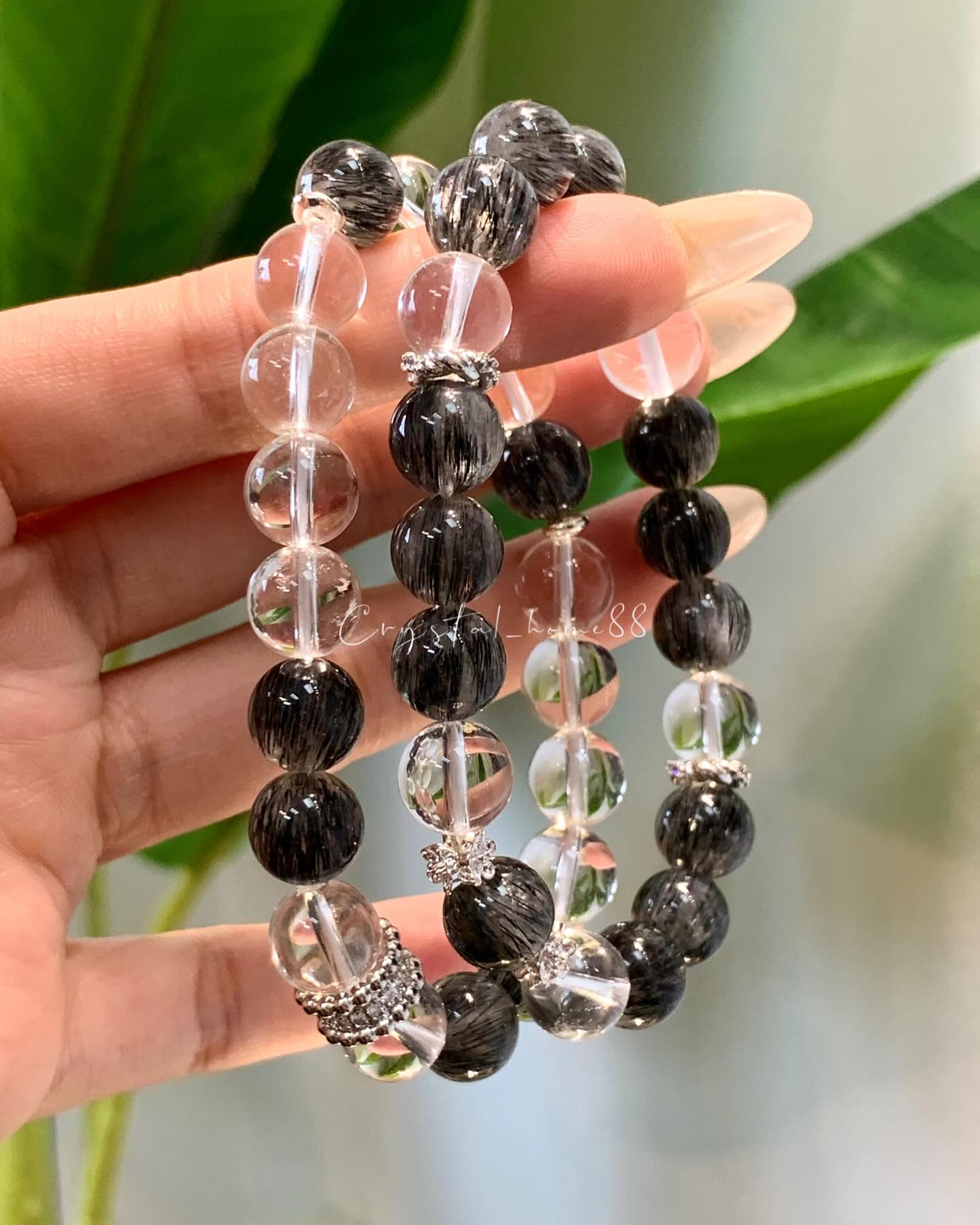 设计款 · 白水晶+黑发晶 Clear Quartz & Black Rutilated Quartz