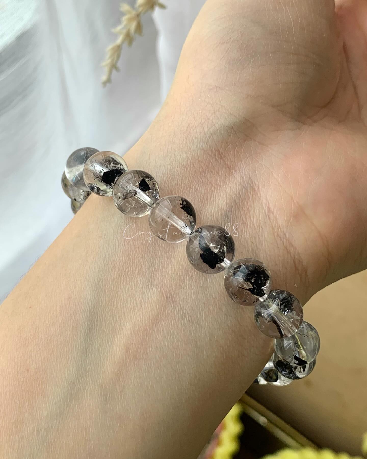 透体黑闪灵 Black Herkimer Quartz（H31）