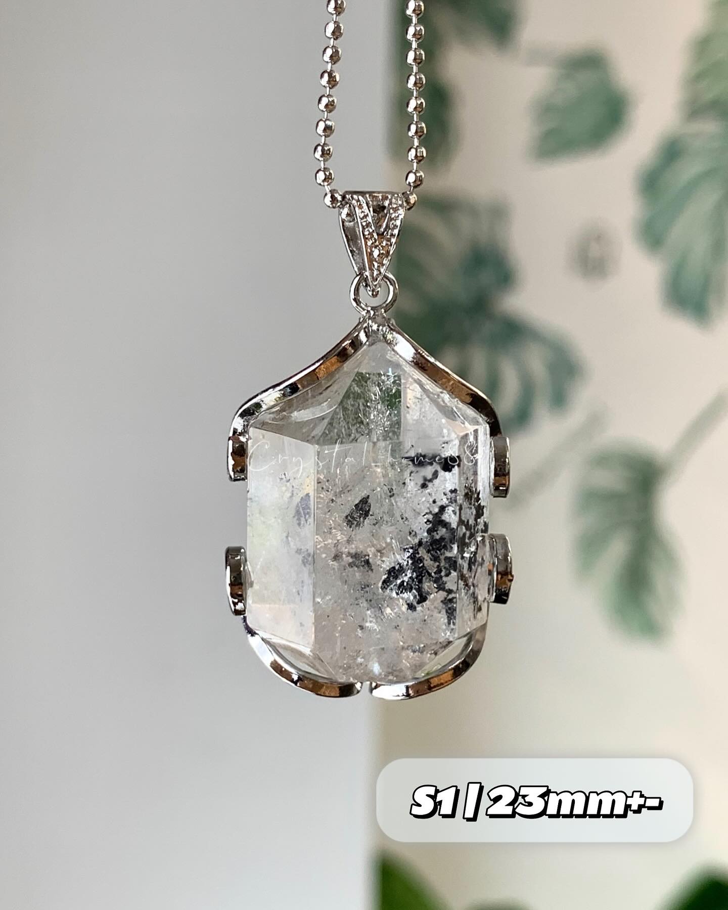 黑闪灵钻 Black Herkimer Pendant（H30B）