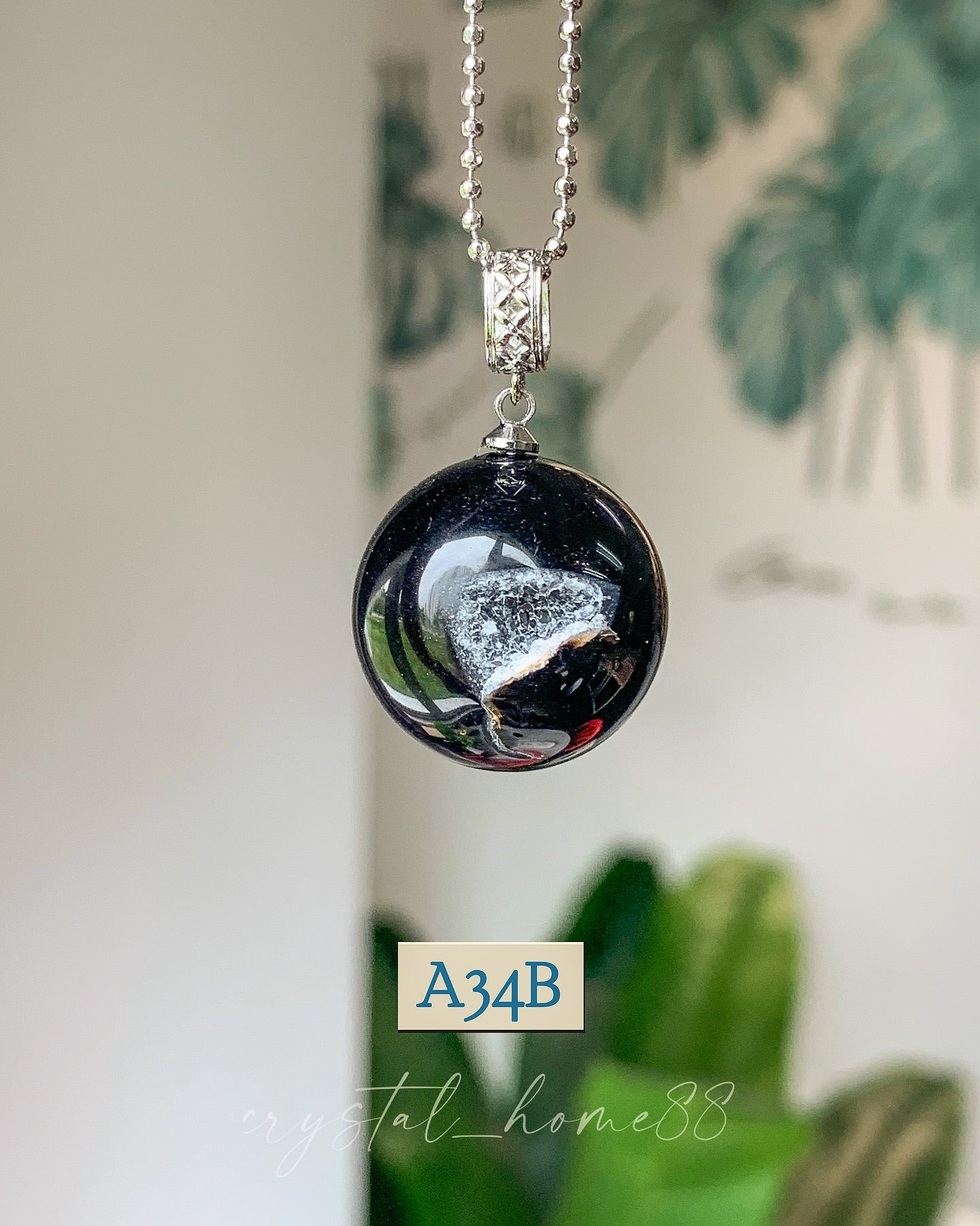 黑玛瑙吊坠 Black Agate（开口笑）A34