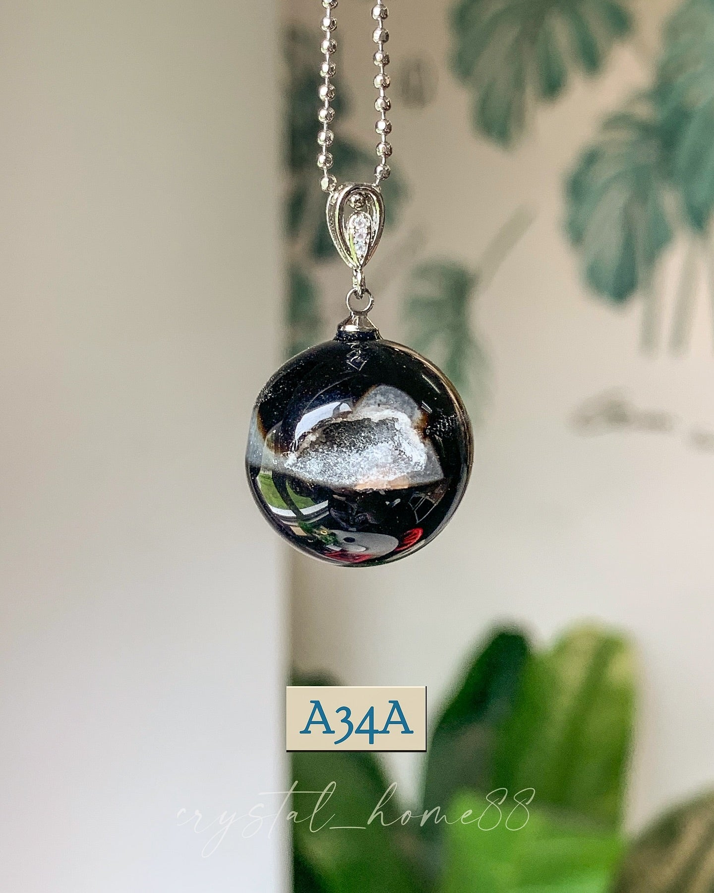 黑玛瑙吊坠 Black Agate（开口笑）A34