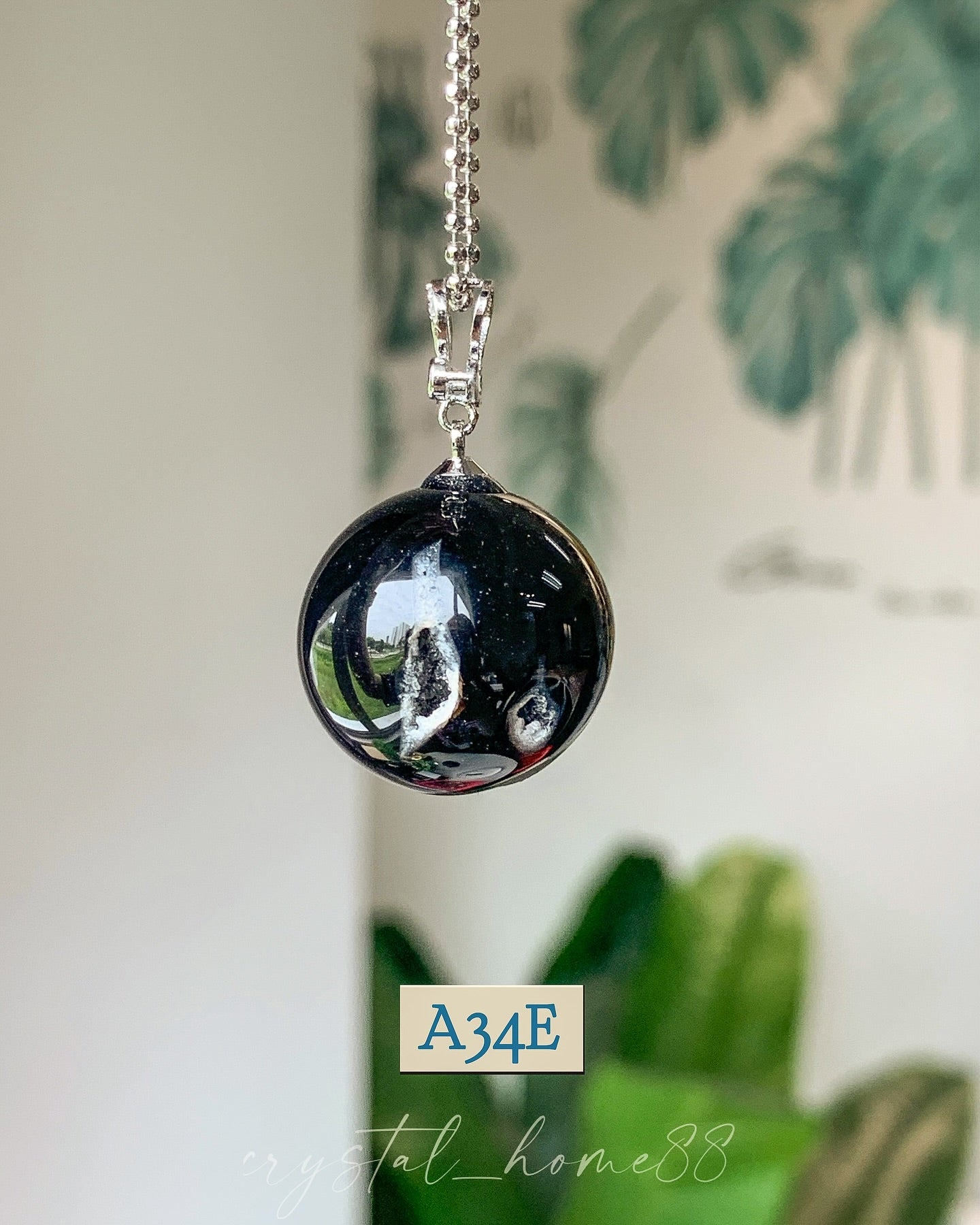 黑玛瑙吊坠 Black Agate（开口笑）A34