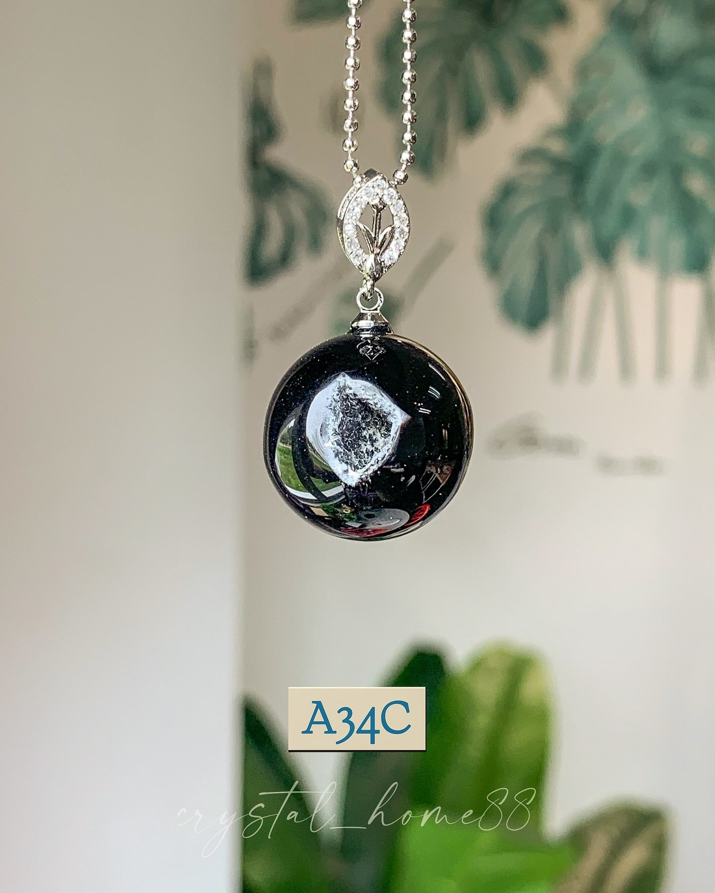 黑玛瑙吊坠 Black Agate（开口笑）A34